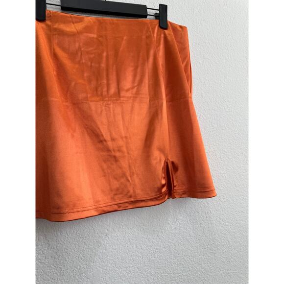 NWT Women's Orange Satin Bodycon Mini Skirt XL - Picture 6 of 8